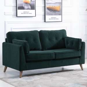 Zurich Velvet Upholstered 2 Seater Sofa In Green