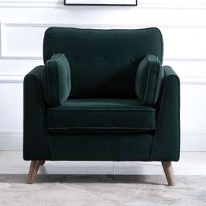 Zurich Velvet Upholstered Armchair In Green